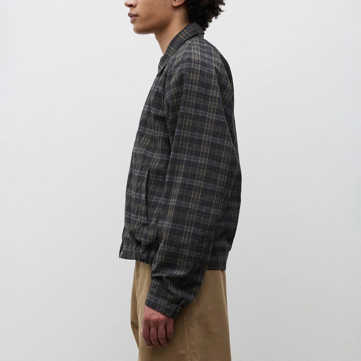 Stensholt Cotton Wool Check Blouson - Charcoal Grey