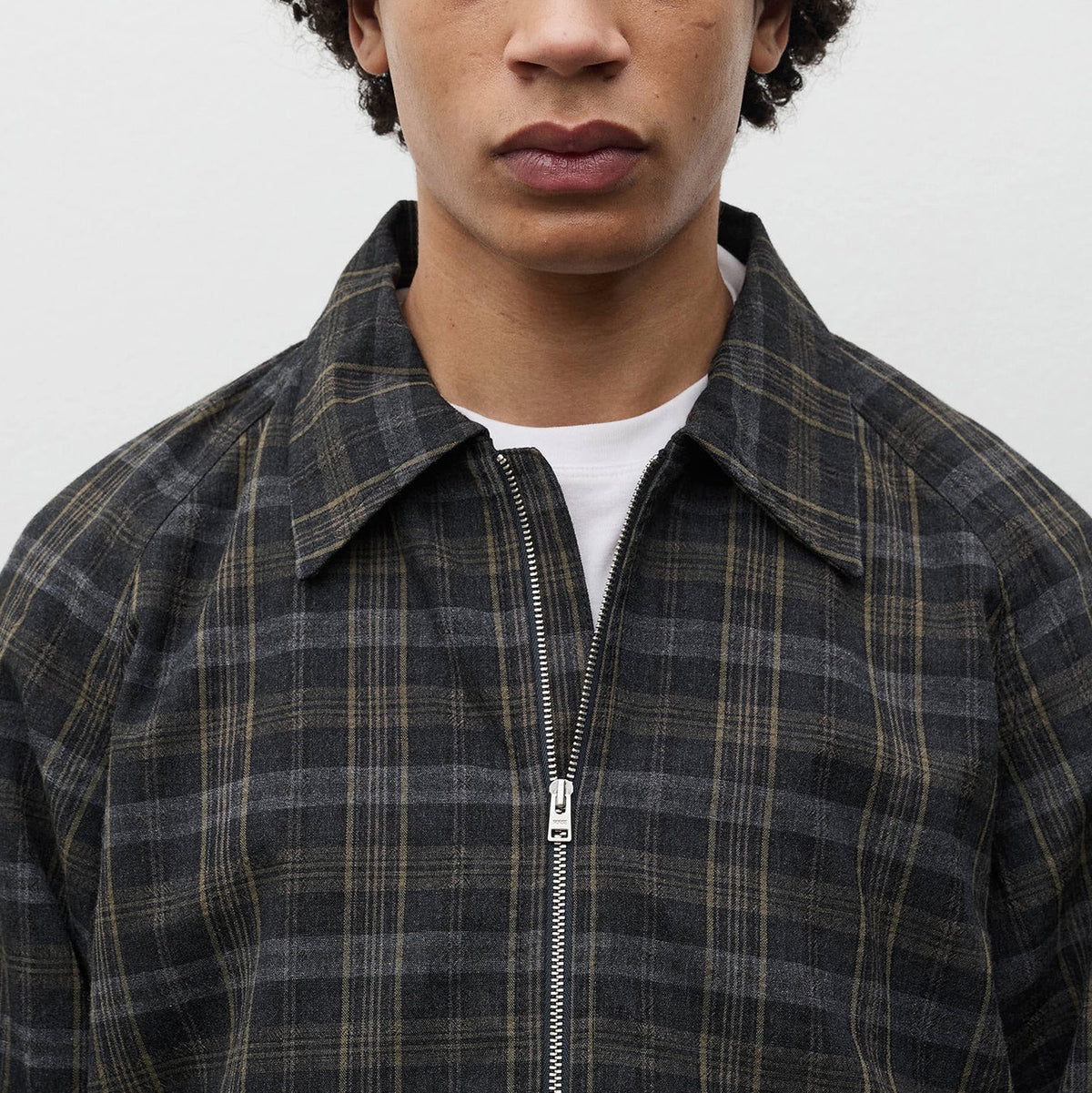 Stensholt Cotton Wool Check Blouson - Charcoal Grey