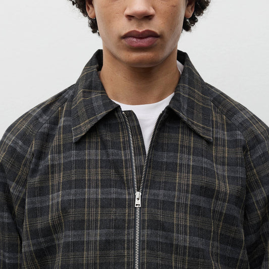 Stensholt Cotton Wool Check Blouson - Charcoal Grey