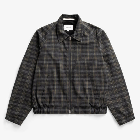 Stensholt Cotton Wool Check Blouson - Charcoal Grey