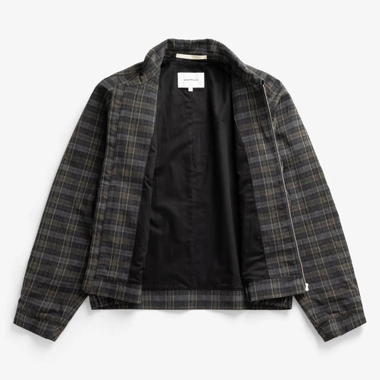 Stensholt Cotton Wool Check Blouson - Charcoal Grey