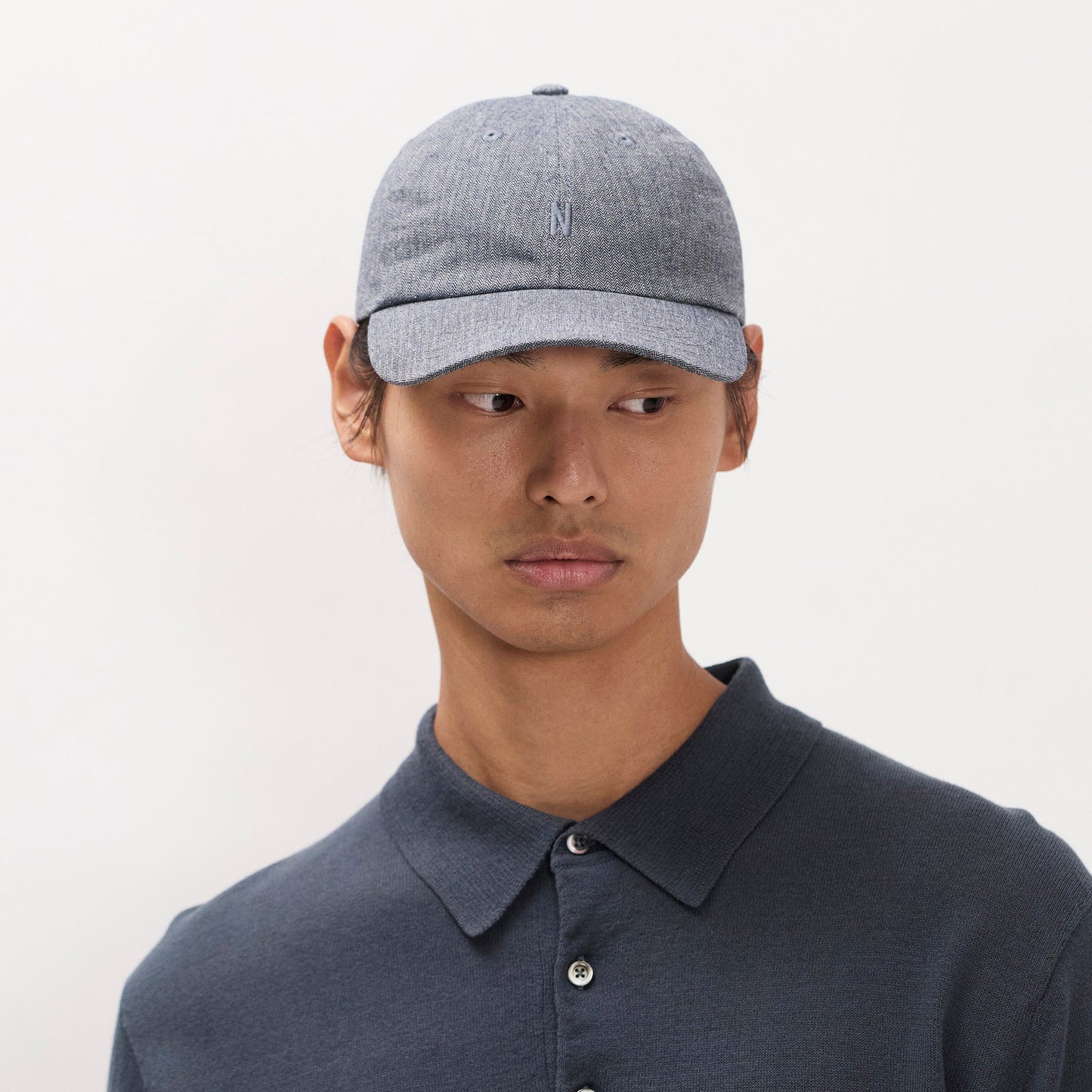 Mini Herringbone Twill 6-Panel Cap - Dark Navy