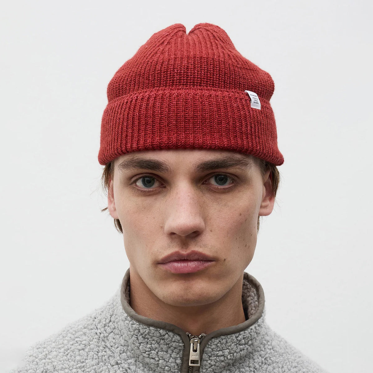Wool Cotton Rib Beanie - Cowhide