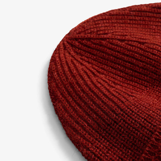 Wool Cotton Rib Beanie - Cowhide