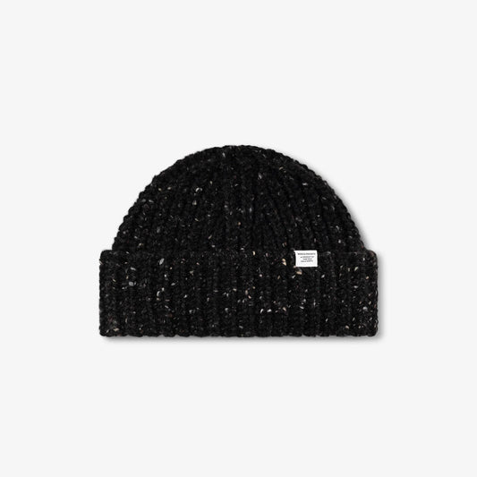 Donegal Wool Rib Beanie - Charcoal Melange