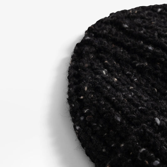Donegal Wool Rib Beanie - Charcoal Melange