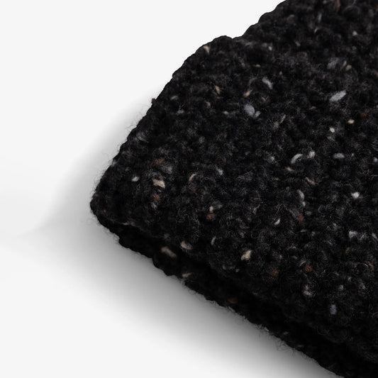 Donegal Wool Rib Beanie - Charcoal Melange