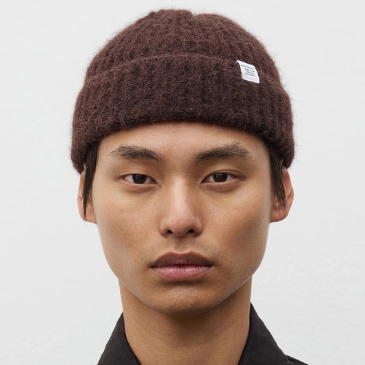 Alpaca Wool Chunky Rib Beanie - Delicioso Brown