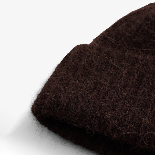 Alpaca Wool Chunky Rib Beanie - Delicioso Brown