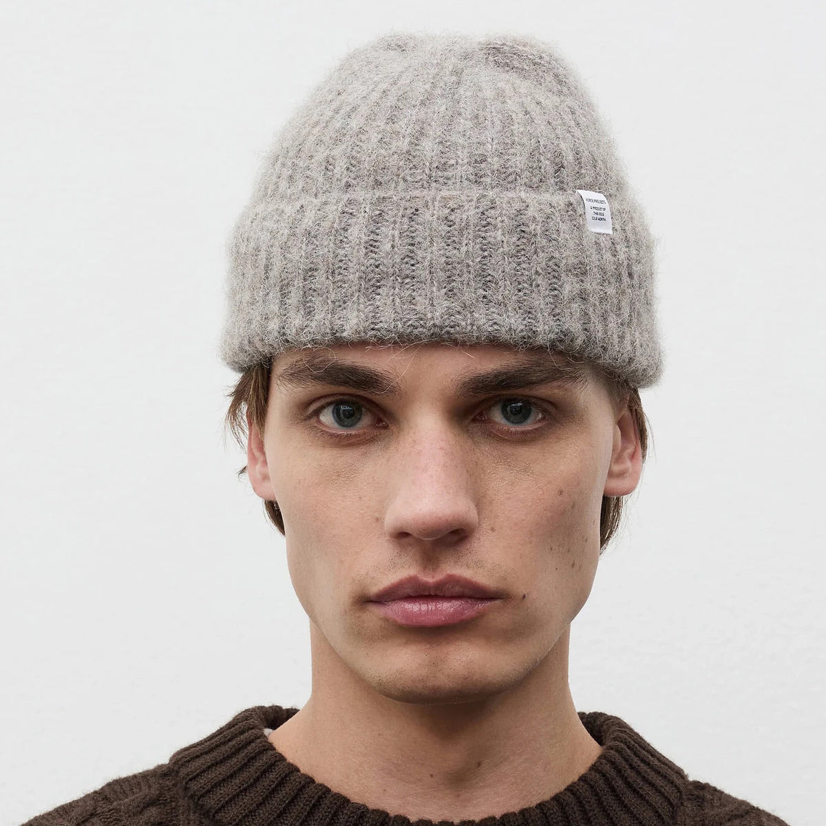 Alpaca Wool Chunky Rib Beanie - Walnut
