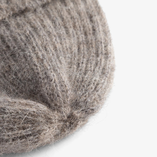 Alpaca Wool Chunky Rib Beanie - Walnut