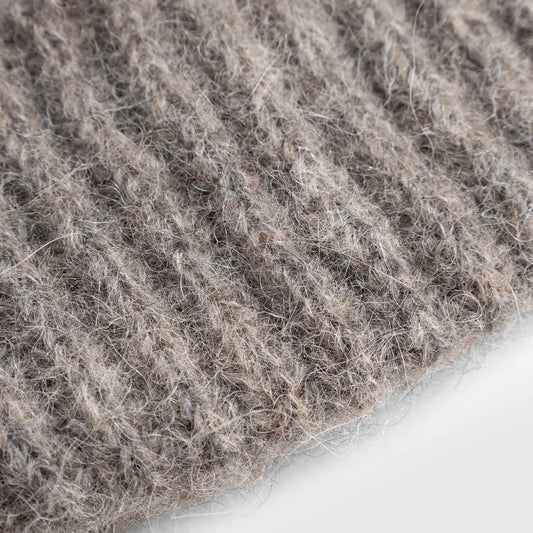 Alpaca Wool Chunky Rib Beanie - Walnut