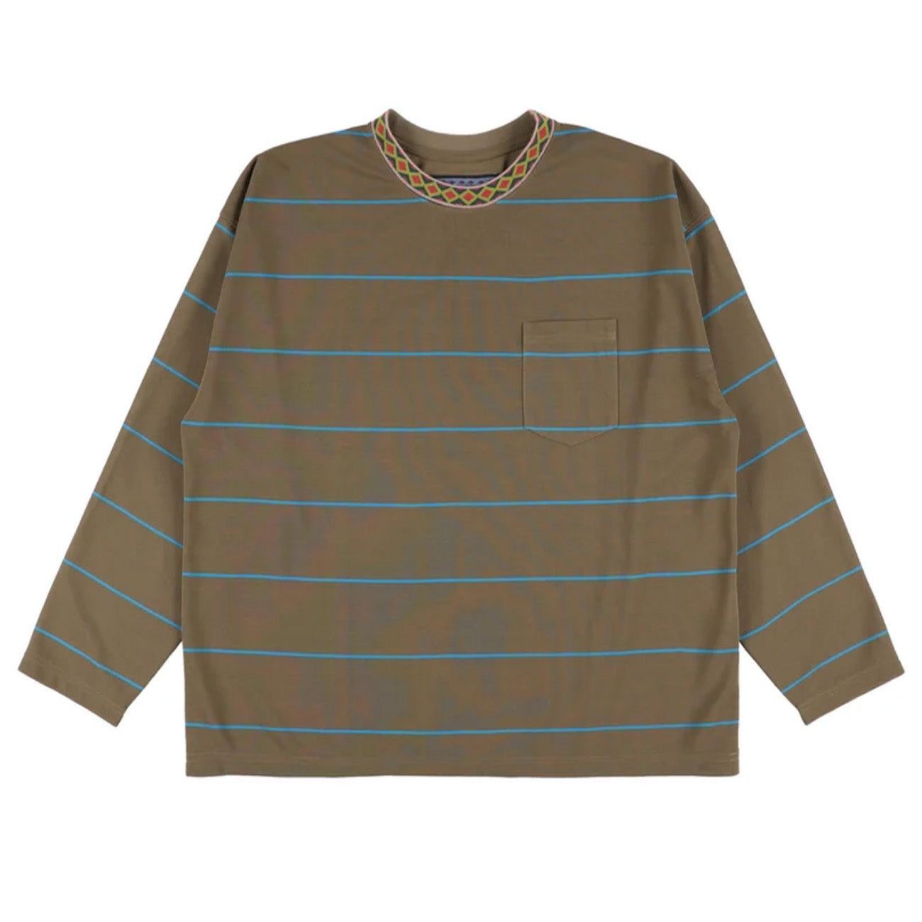 Ringer Collar Panel L/S Tee - B.Khaki