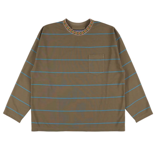 Ringer Collar Panel L/S Tee - B.Khaki
