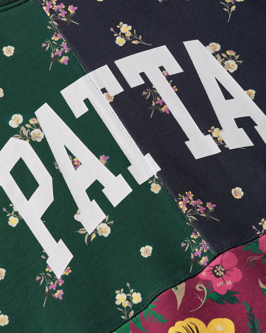 Floral Patchwork Hooded Sweater - Multi