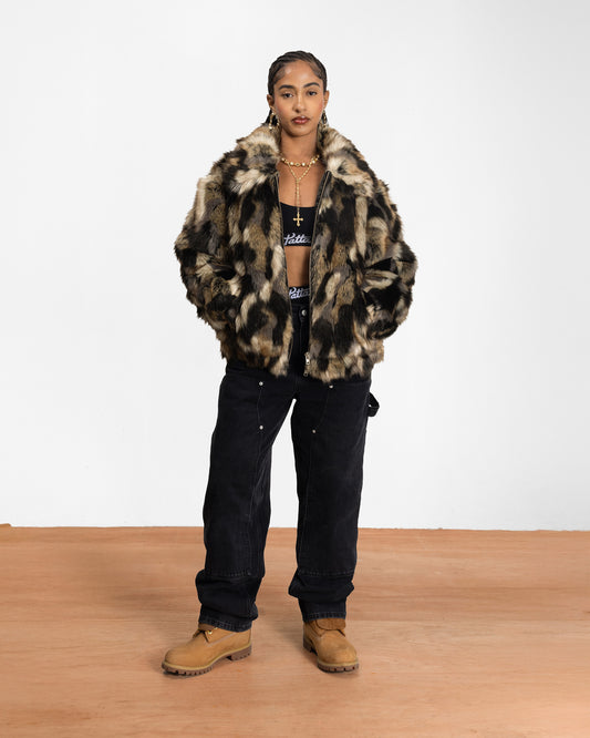 Faux Fur Patchwork Jacket - Multi