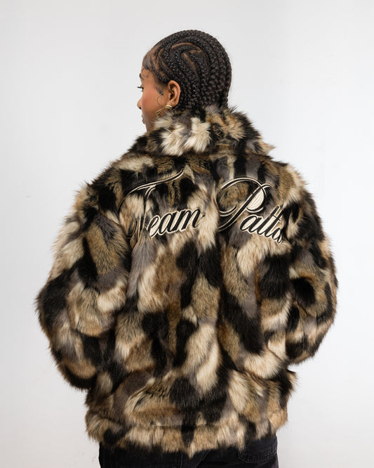 Faux Fur Patchwork Jacket - Multi