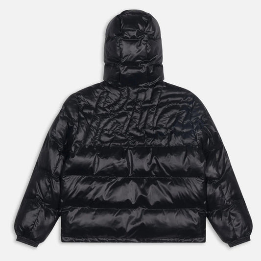 Quilted Script Logo Puffer Jacket- Black