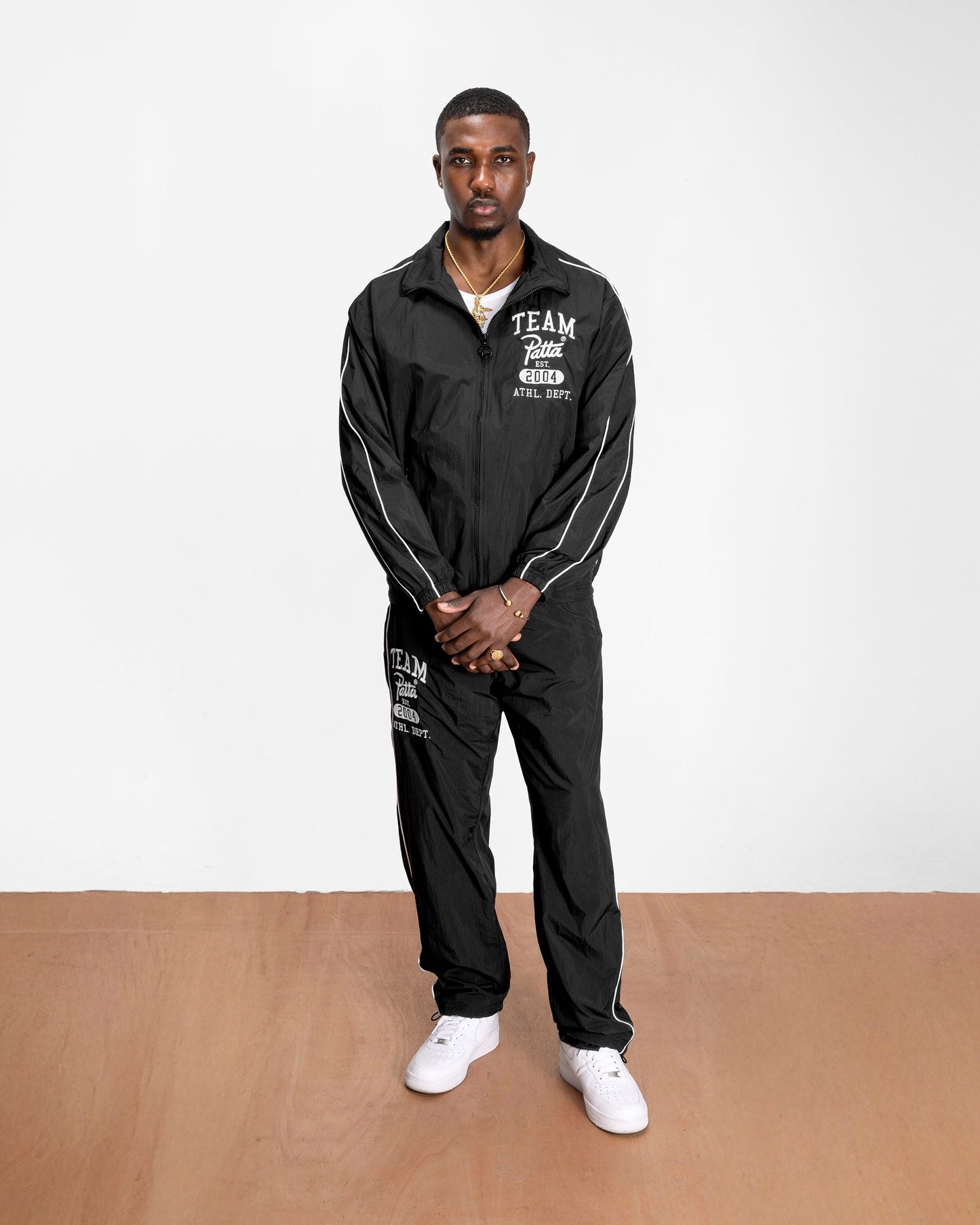 Athletic Nylon Track Jacket - Black