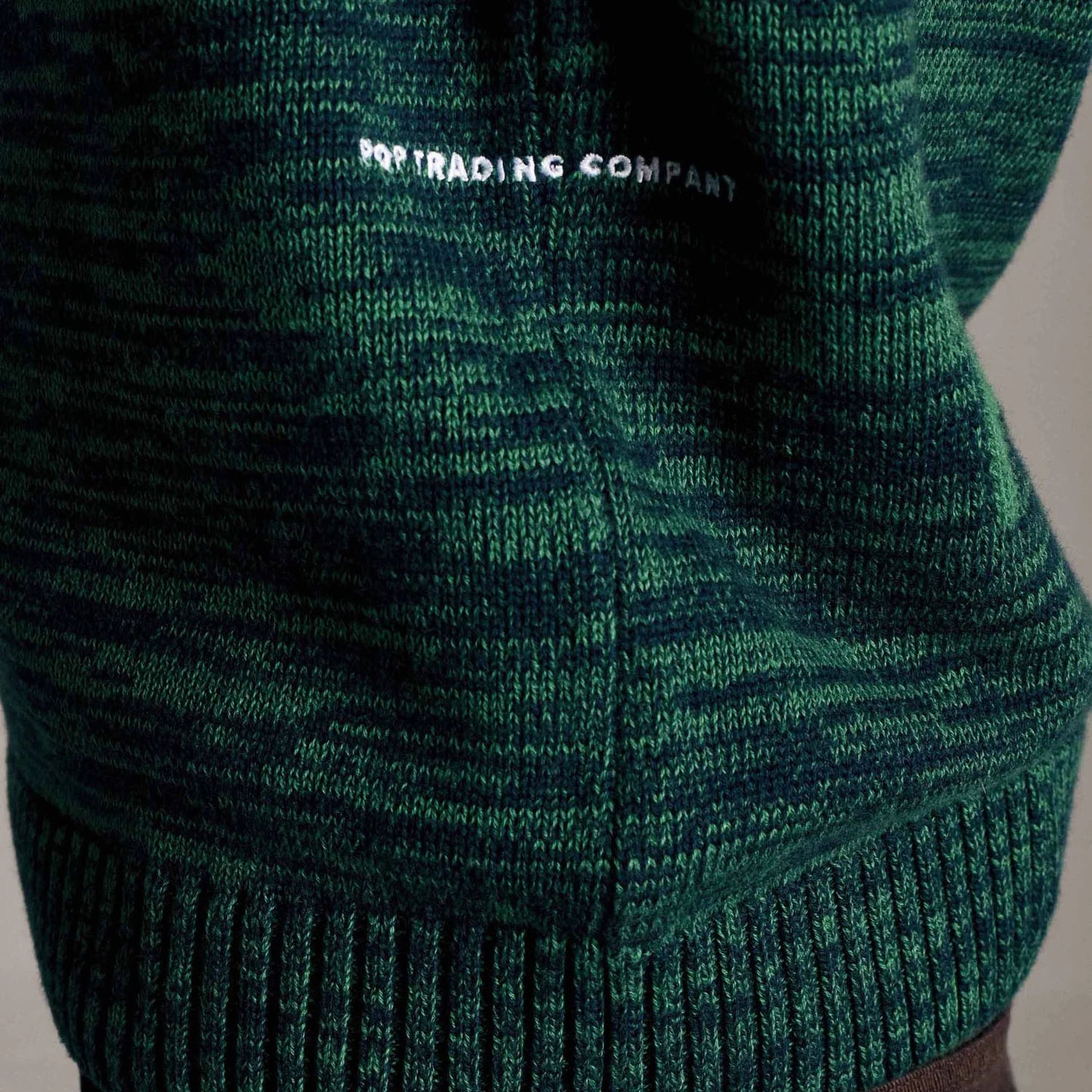 Knitted Melange Logo Crewneck - Navy/Juniper