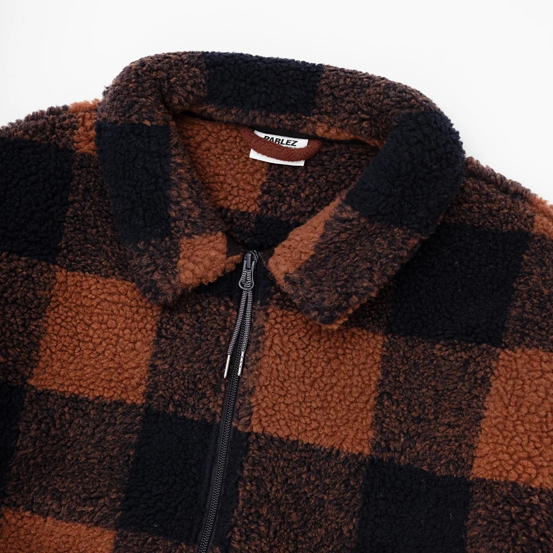 Province Check Sherpa Fleece Jacket- Walnut
