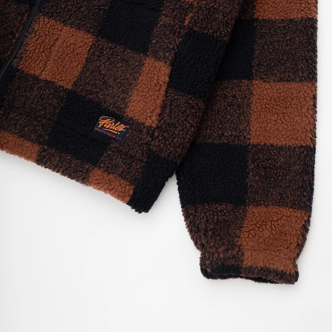 Province Check Sherpa Fleece Jacket- Walnut