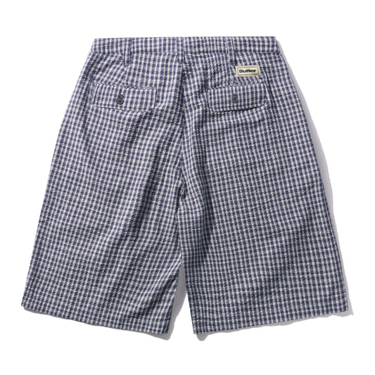 Pleated Shorts - Navy Plaid