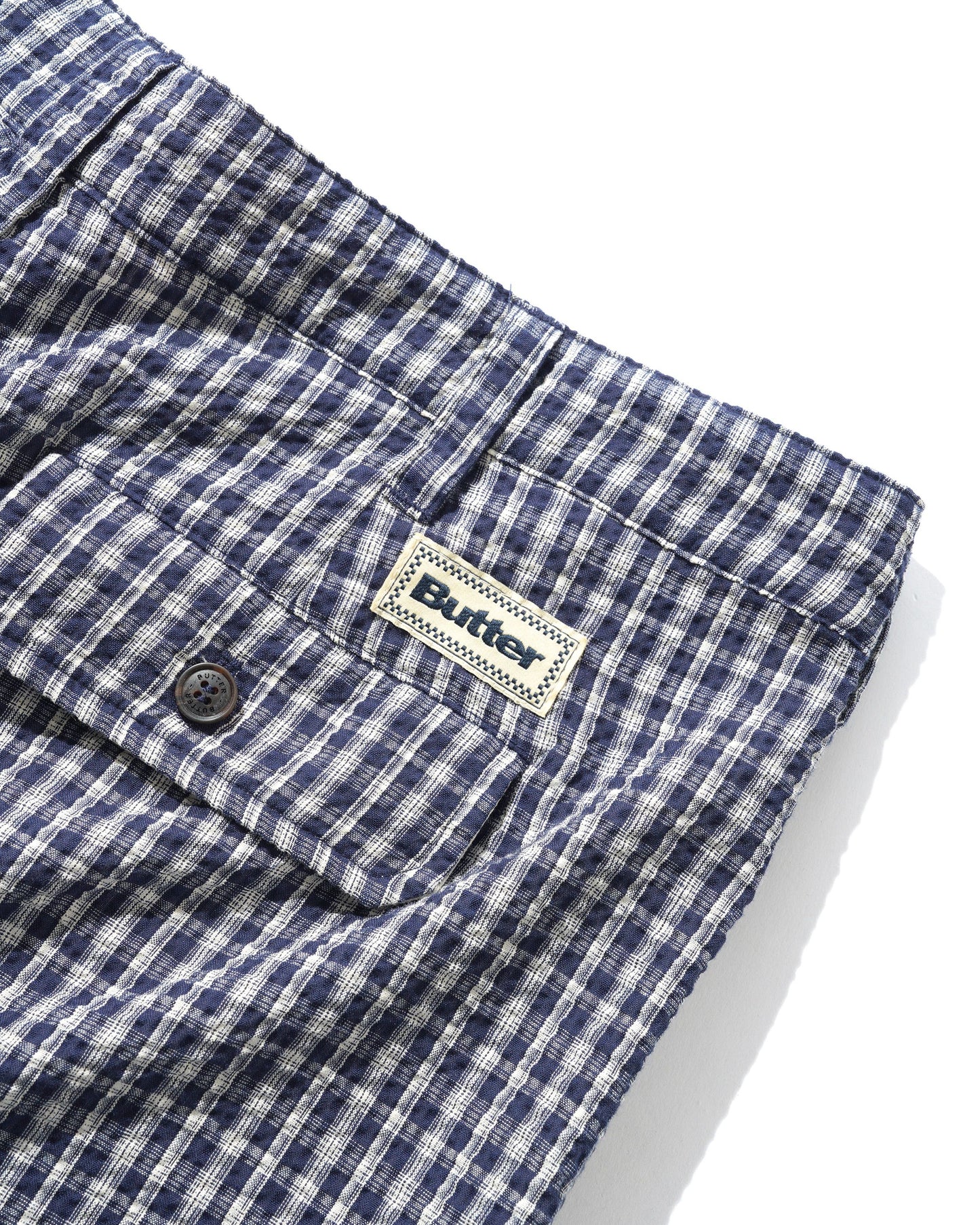 Pleated Shorts - Navy Plaid