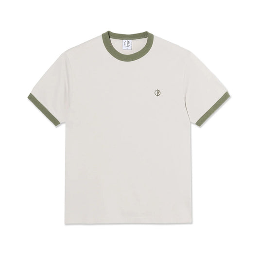 Ringer Tee - Pale Taupe / Army Green