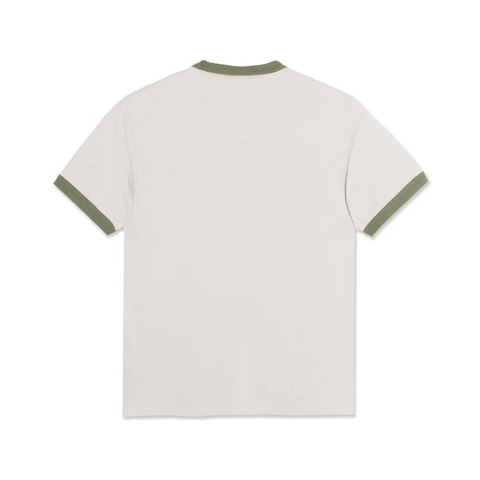 Ringer Tee - Pale Taupe / Army Green