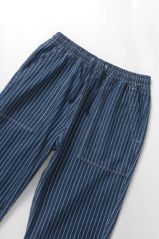 Pinstripe Denim Chef Pants - Indigo