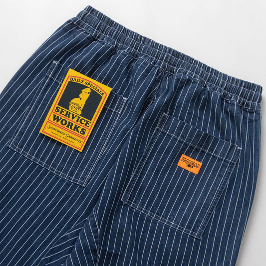 Pinstripe Denim Chef Pants - Indigo