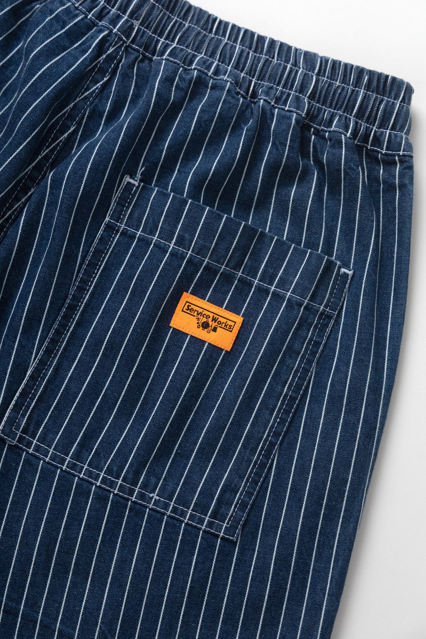 Pinstripe Denim Chef Pants - Indigo