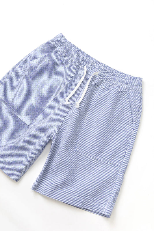 Seersucker Chef Shorts - Navy Stripe