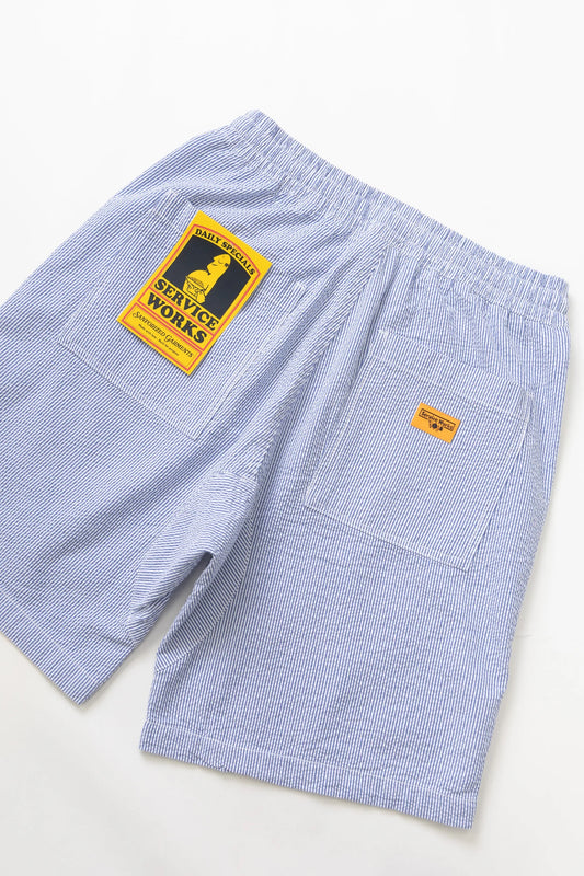 Seersucker Chef Shorts - Navy Stripe