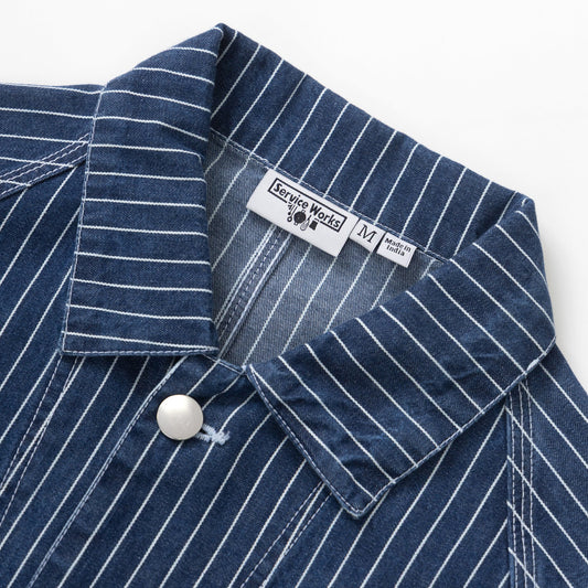 Pinstripe Denim Coverall 2.0 - Indigo