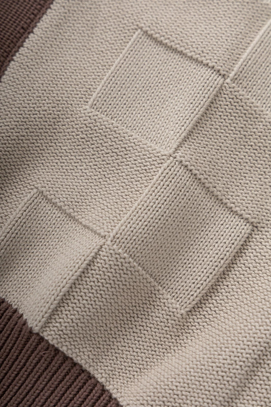 Check Panel Cardigan - Mushroom