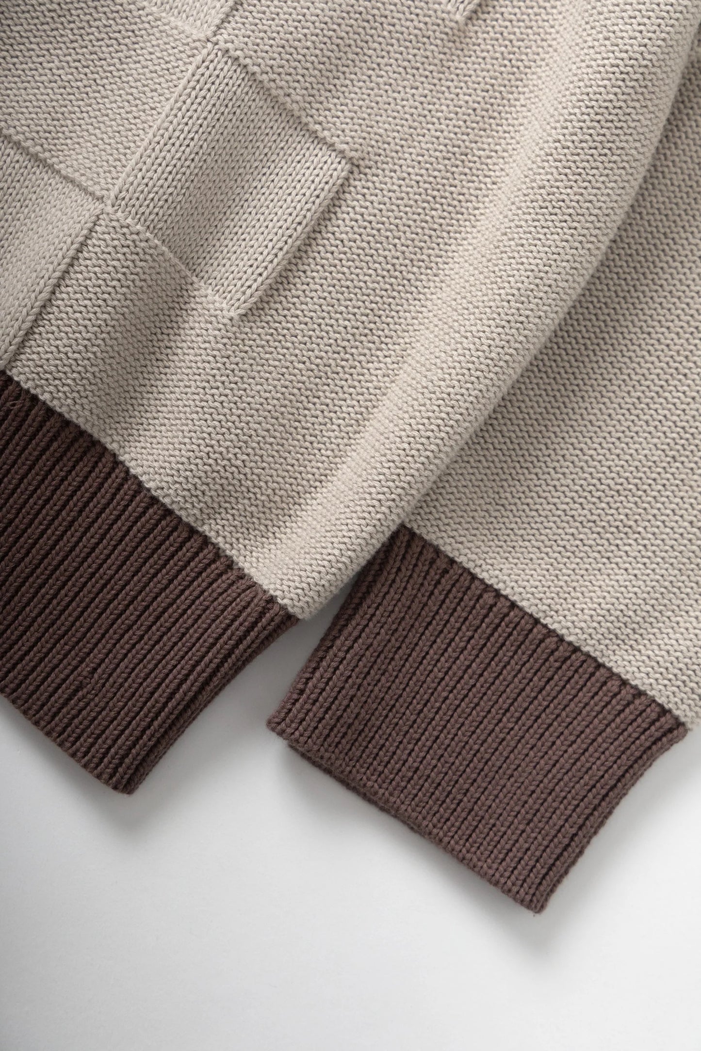 Check Panel Cardigan - Mushroom