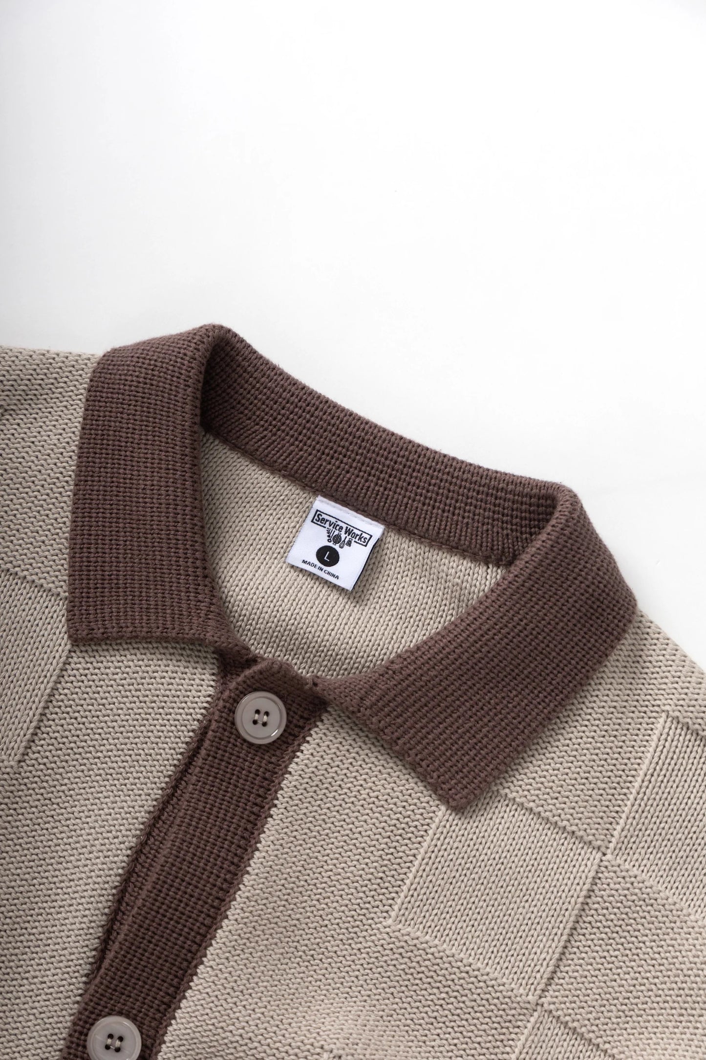 Check Panel Cardigan - Mushroom