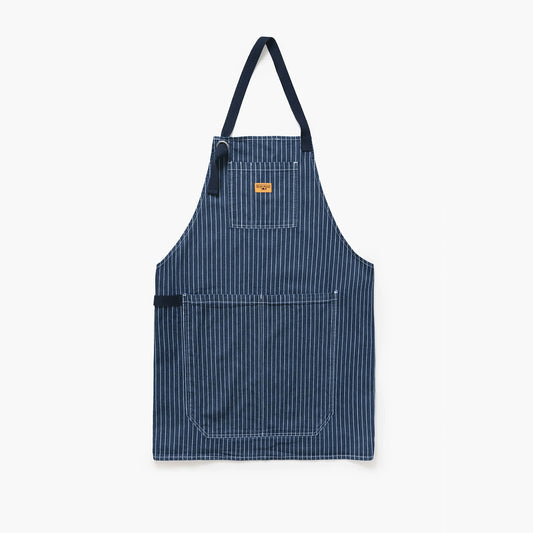 Pinstripe Denim Apron - Indigo