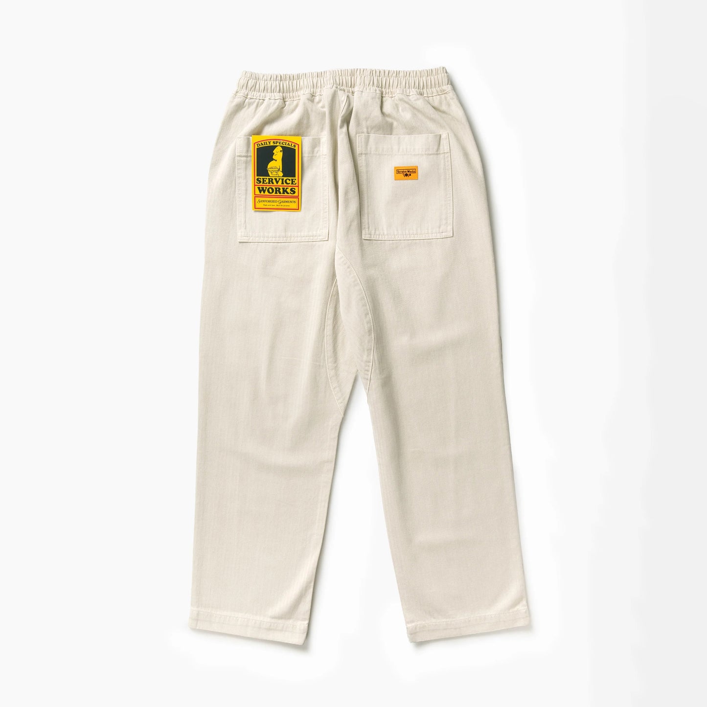 Pigment Herringbone Chef Pants - Bone