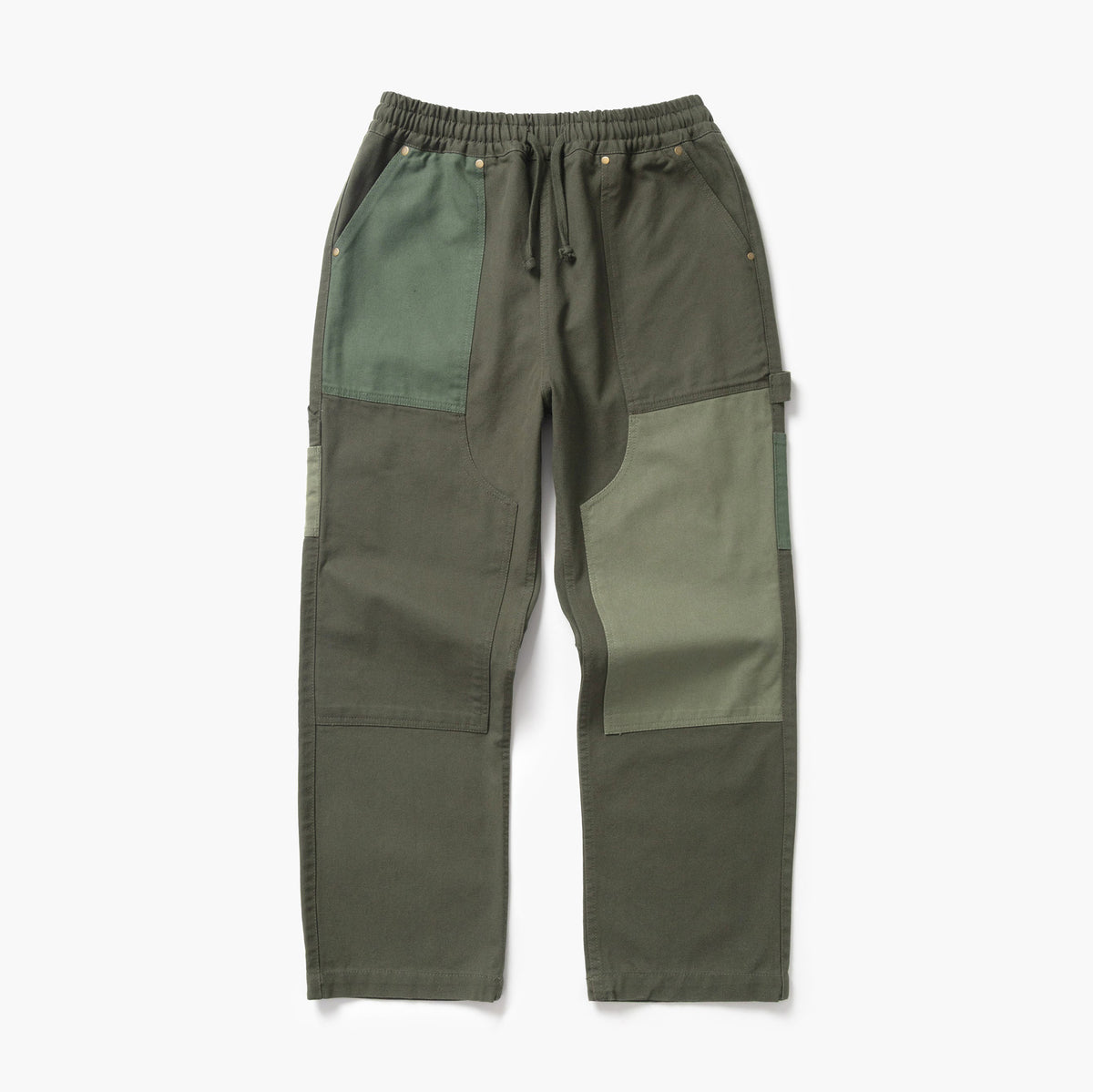 Patchwork Utility Chef Pants - Green