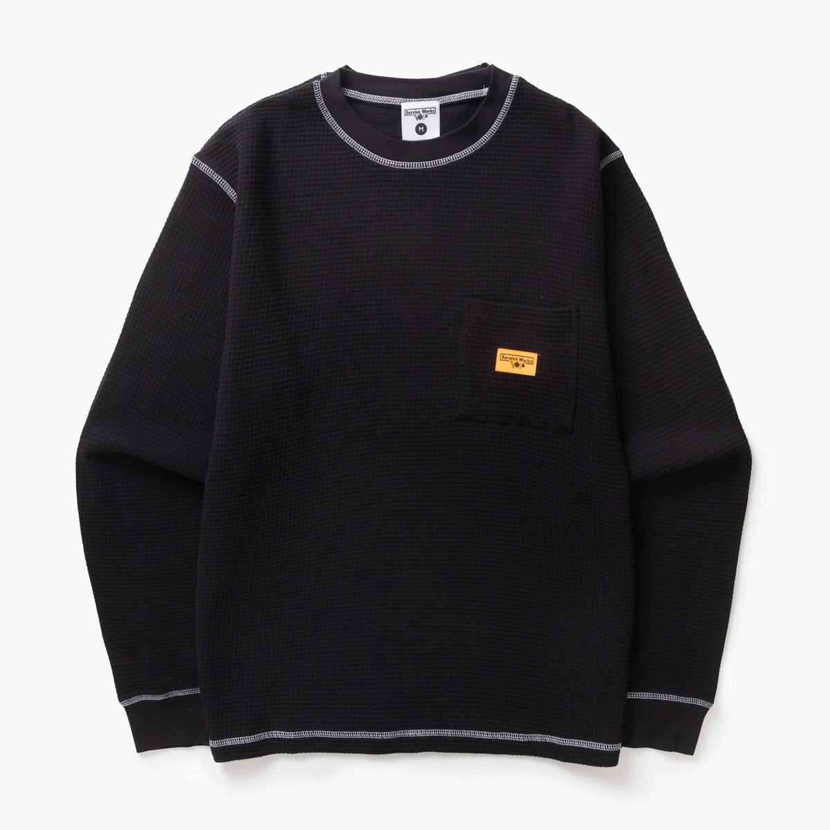 Waffle Contrast Thermal LS Tee - Black / White