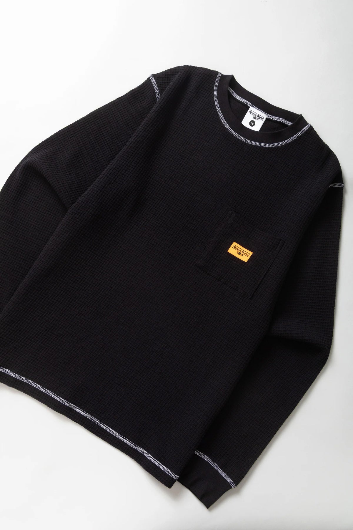 Waffle Contrast Thermal LS Tee - Black / White