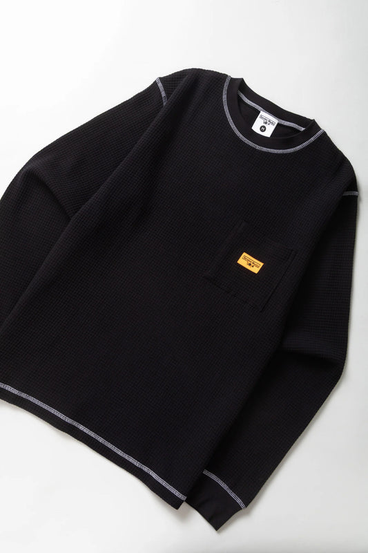 Waffle Contrast Thermal LS Tee - Black / White