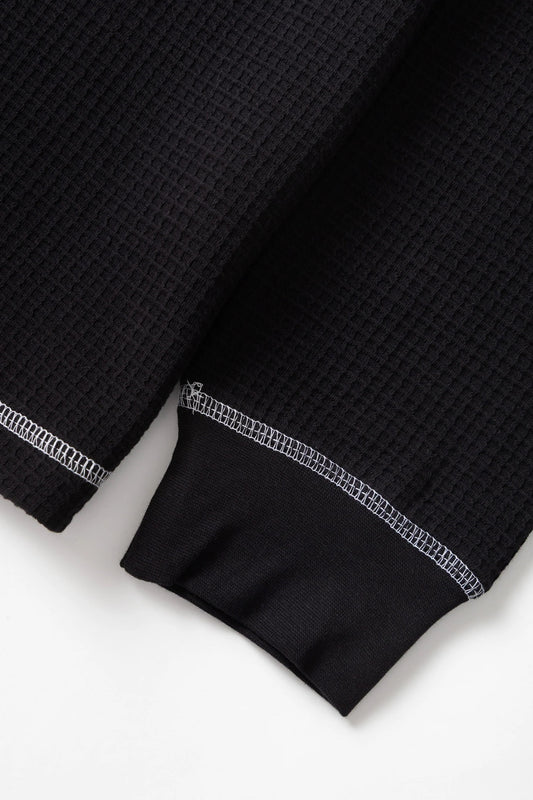Waffle Contrast Thermal LS Tee - Black / White