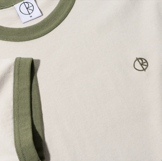 Ringer Tee - Pale Taupe / Army Green