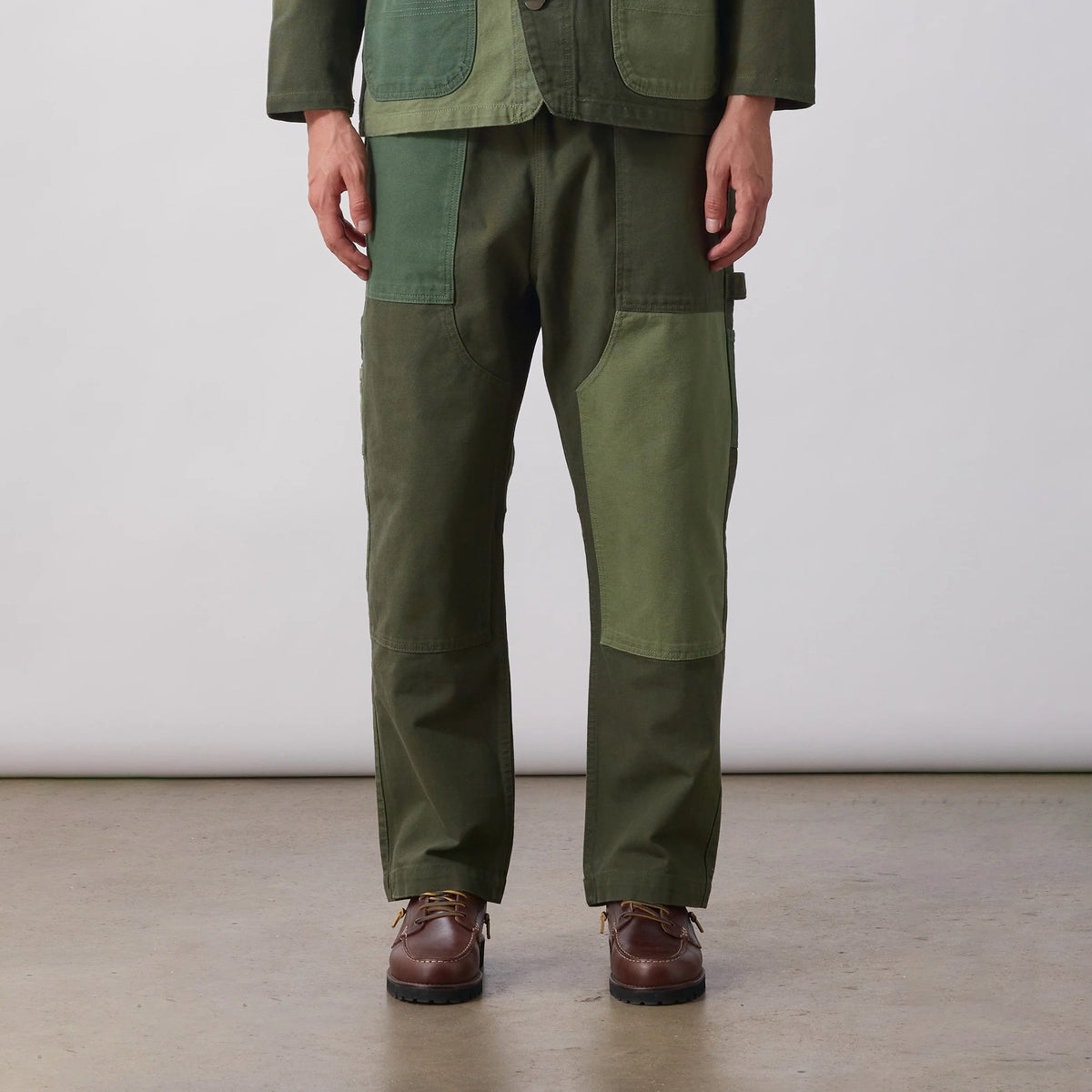 Patchwork Utility Chef Pants - Green