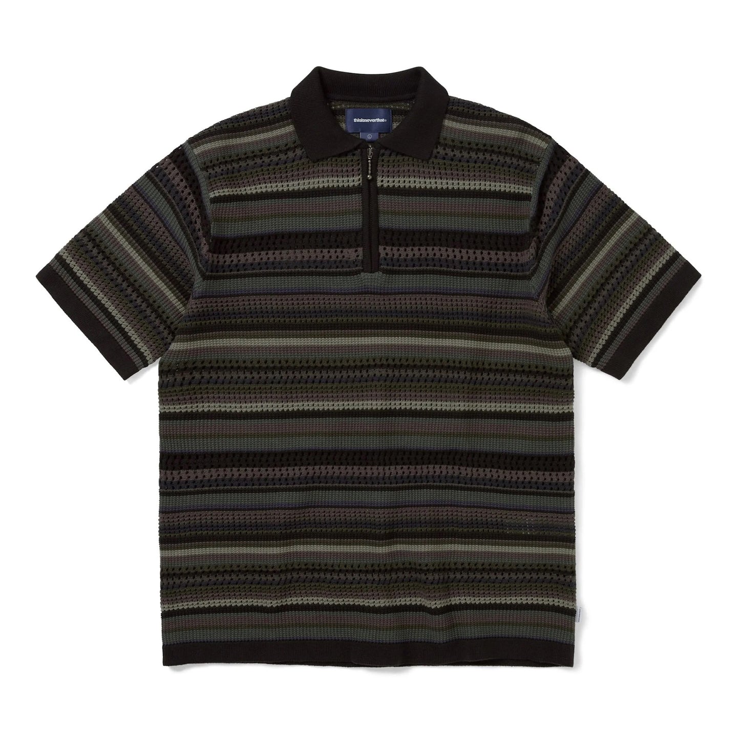 Striped S/S KnIt Polo - Black