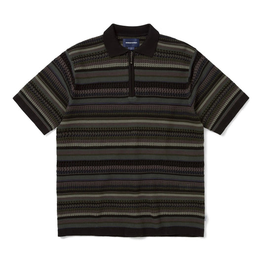 Striped S/S KnIt Polo - Black